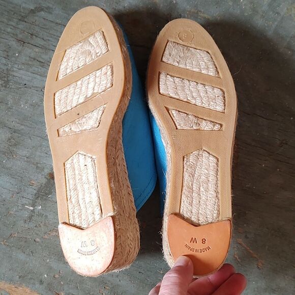 NWOT Venezia Silk Espadrilles Wedge Heel NOS Size 8 Striking Blue Handmade Y2K - Picture 12 of 13